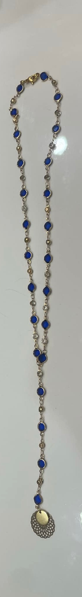 Necklace handmade  stainless steel  γραβάτα μακρύ με μπλε πετρά