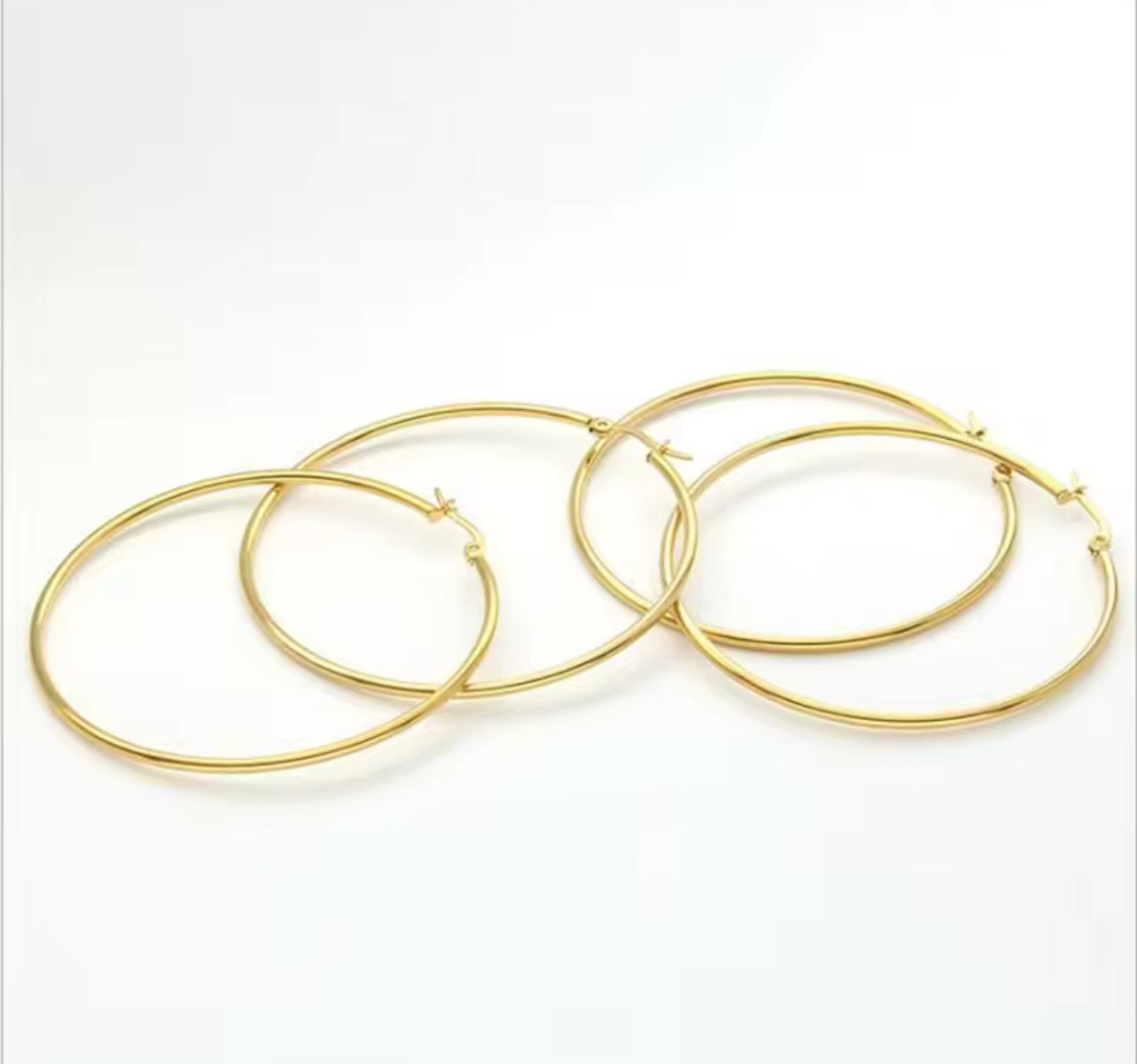Stainless steel  hoops earrings silver/gold 65mm