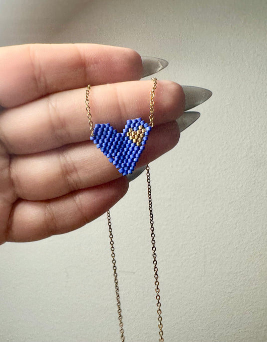Πλεκτη  καρδιά μπλε stainless steel  handmade