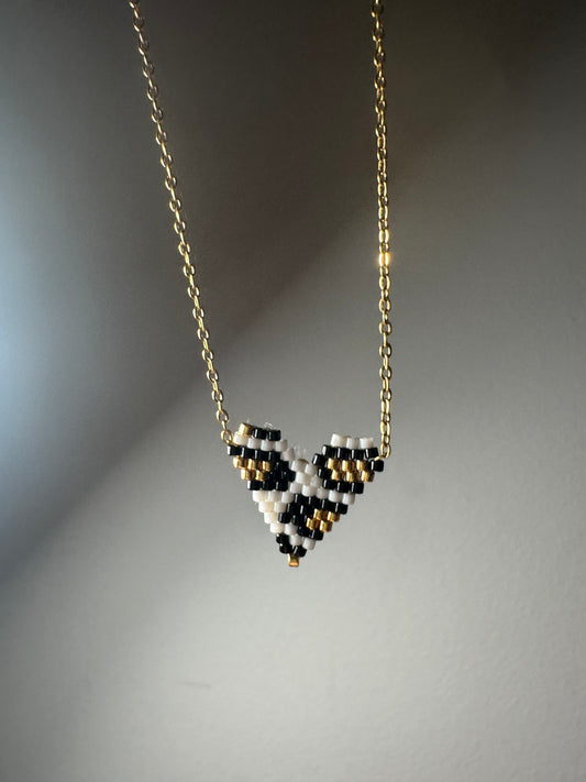 Πλεκτη  καρδιά λεοπαρ μπλε stainless steel  handmade