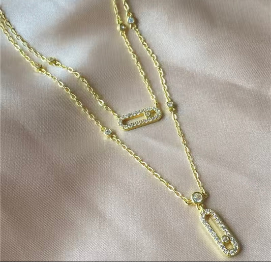 Necklace stainless steel  gold messik double chain