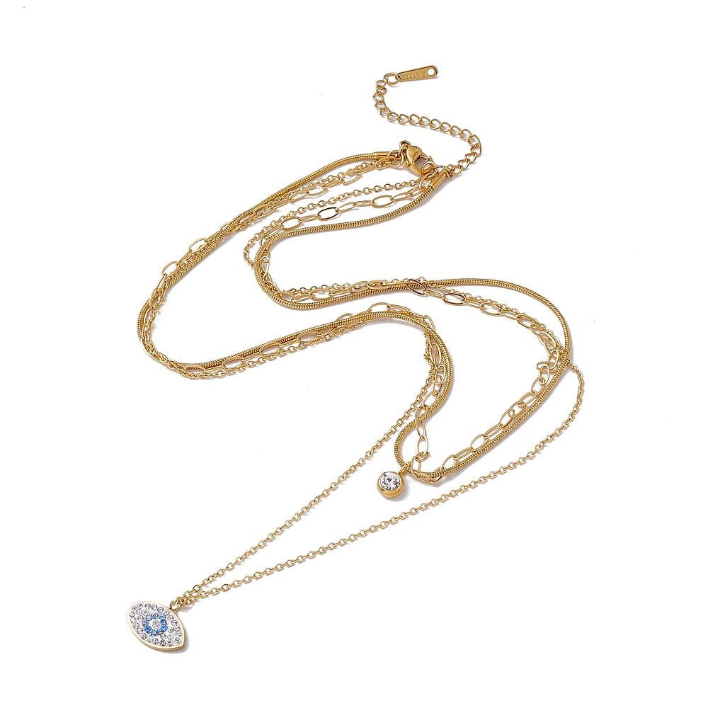 Necklace triple chain gold stainless steel