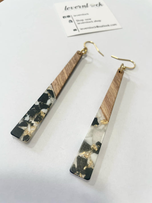 Handmade wood and stainless steel earrings