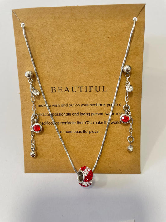 Set handmade stainless steel and austrian crystal earrings and necklace
