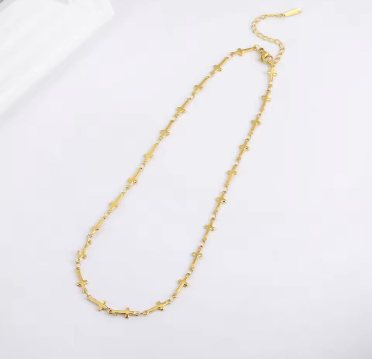 stainless steel necklace gold with cross