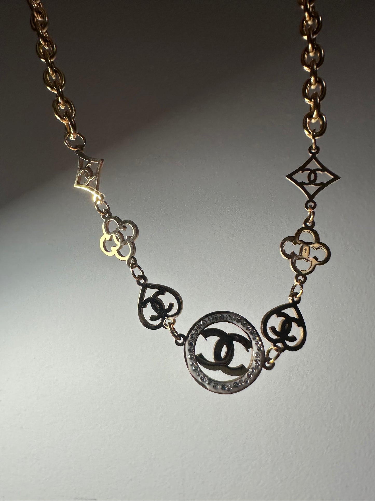 Necklace τυπου chanel stainless steel gold