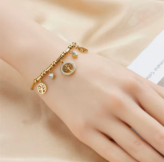 Bracelet 316L stainless steel steel gold colour charm