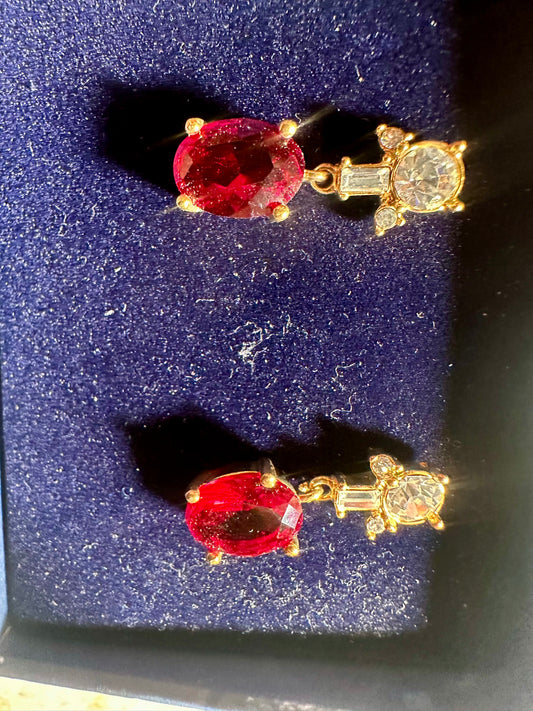 Earrings gold  with red