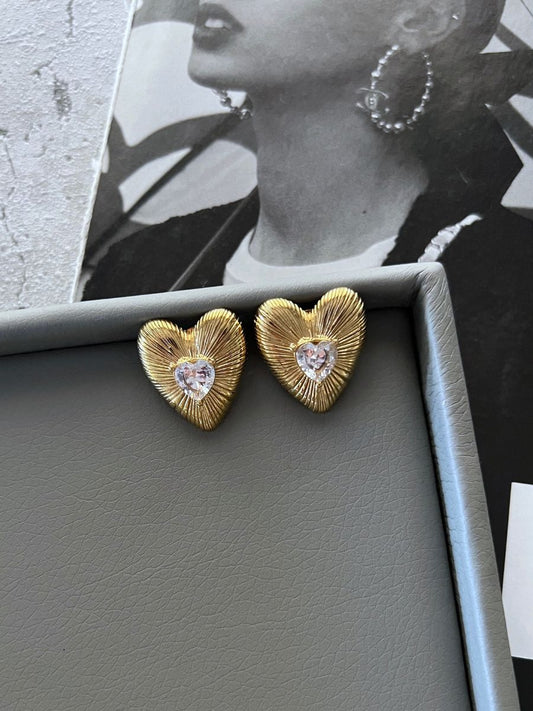 Earrings hearts stainless steel gold