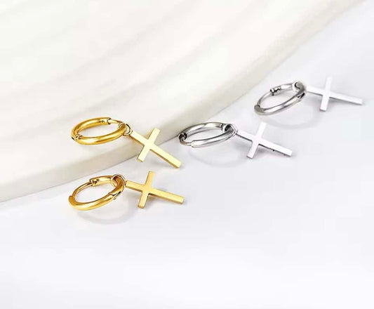 Earrings  stainless steel cross