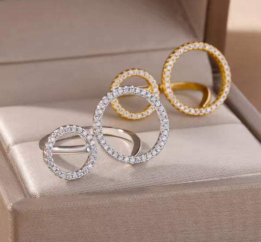 Rings gold/silver stainless steel adjustable