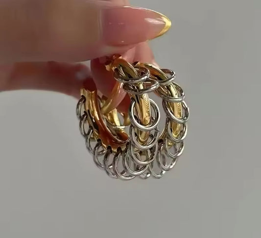 Earrings stainless steel with small hoops silver and gold