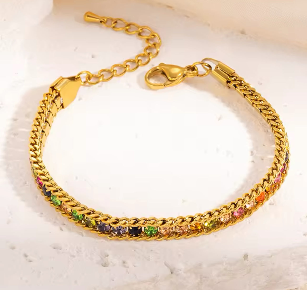 Bracelet with zircons multicolor stainless steel