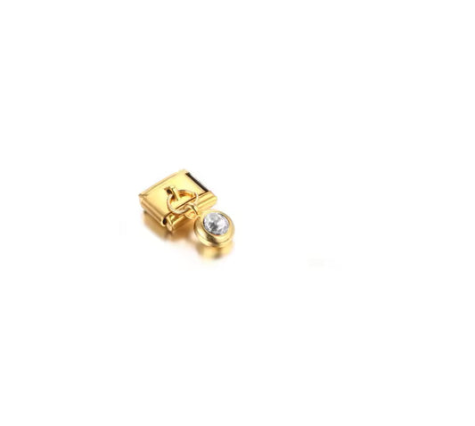 Charm stainless steel gold diamond