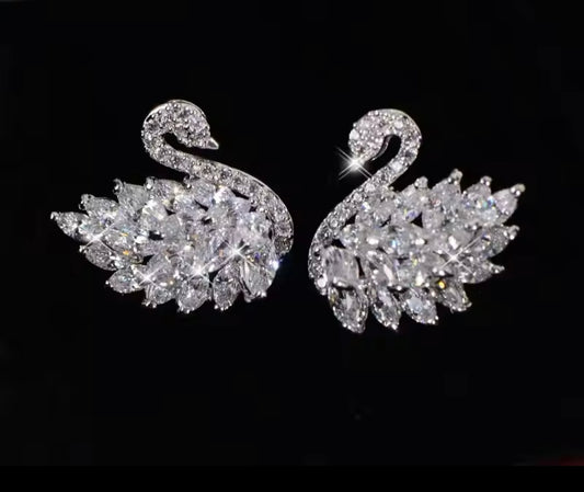 New earrings diamond Stainless steel swan
