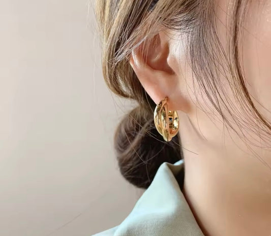 Earrings 925 stearling silver hoops gold