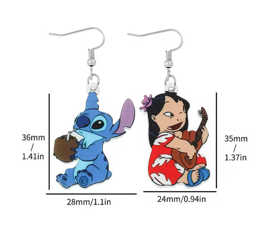Κρεμαστά σκουλαρίκια lilo and stitch stainless steel