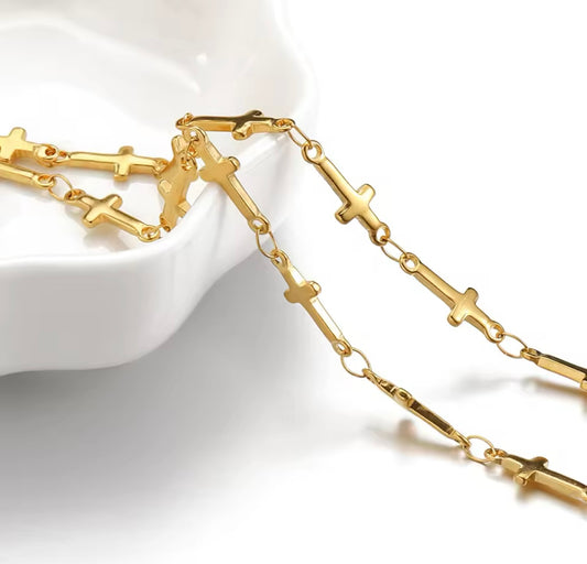 stainless steel necklace gold with cross