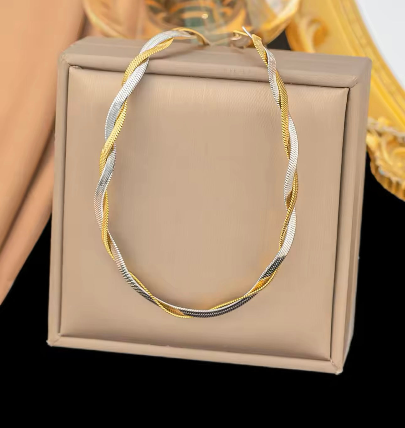 stainless steel necklace gold and silver mix