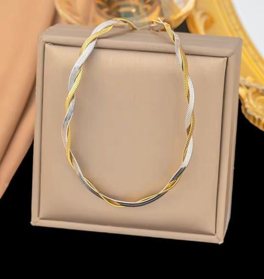 stainless steel necklace gold and silver mix