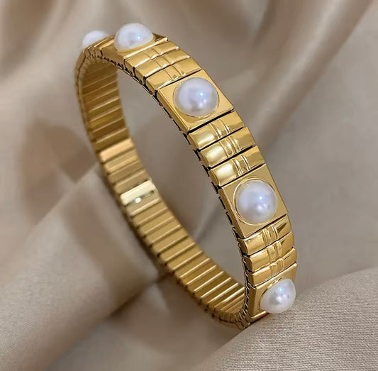 Bagel bracelet stainless steel gold