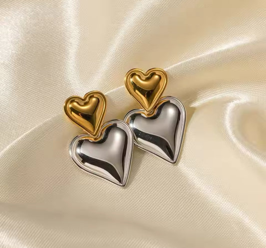 Earrings hearts mix colour stainless steel